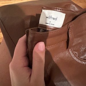 Aritzia Melina Wilfred leather pants (Cognac)